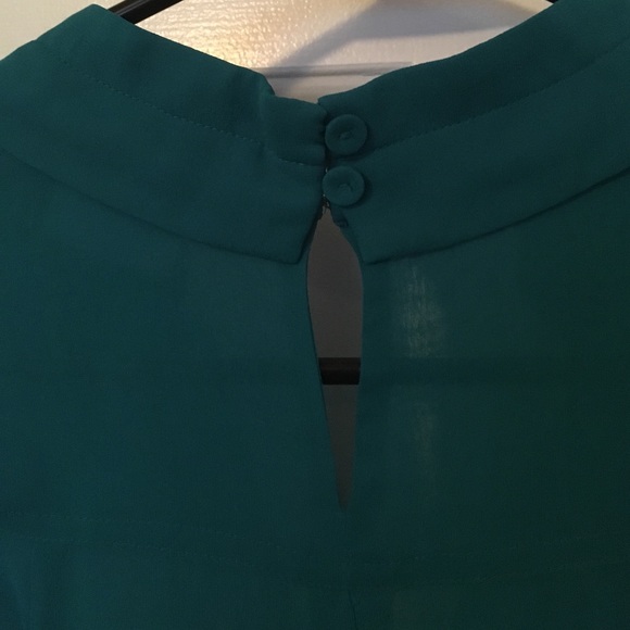 BCBG teal silk sheer blouse - Picture 3 of 3